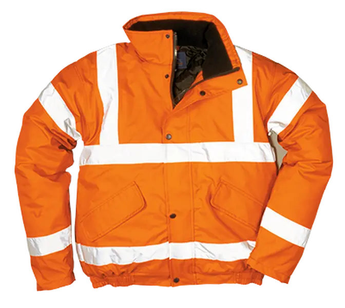 Portwest URT32 5XL Hi-Visibility Class 3 Polyester Quilted Fleece Bomber Jacket - Regular Fit, Orange, Long Sleeve, 2" Reflective Tape, Contrast Details, Water Resistant, 300 Oxford Weave, Concealed Hood, Elasticized Storm Cuffs, Work Safety Wear, Work We