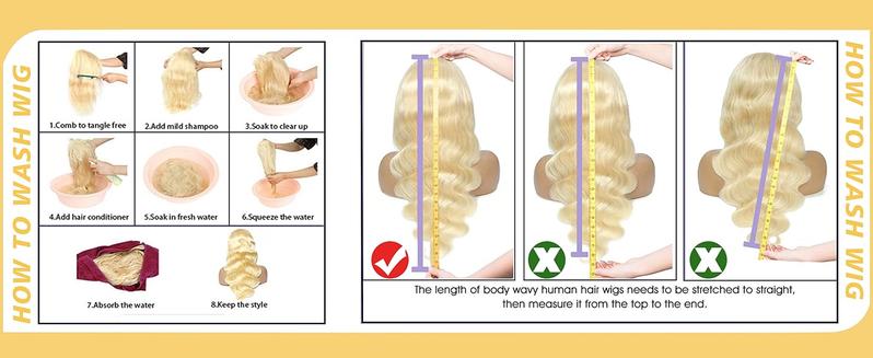 Anyweek 613 Lace Front Wig Human Hair Body Wave Blonde Wig 13x4 HD Transparent Lace Frontal Wigs Pre Plucked Glueless Wigs for Women