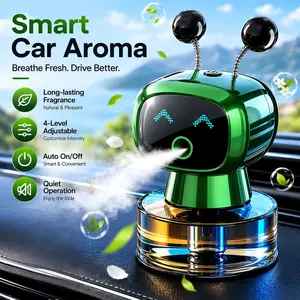 Cute Cartoon Robot Car Diffuser, Auto Start-Stop Fragrance Mist for Road Trips & Daily Drive，Decorative Robot  Perfume Diffuser, 4 Gear Mist Control for Your  Interior Upgrade