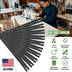 2PCS #5 23/40 Inch Separating Jacket Zippers for Sewing Coats Jacket Zipper Black Molded Plastic Zippers Bulk Tailor DIY Sewing Tools for Garment/Bags/Home Textile