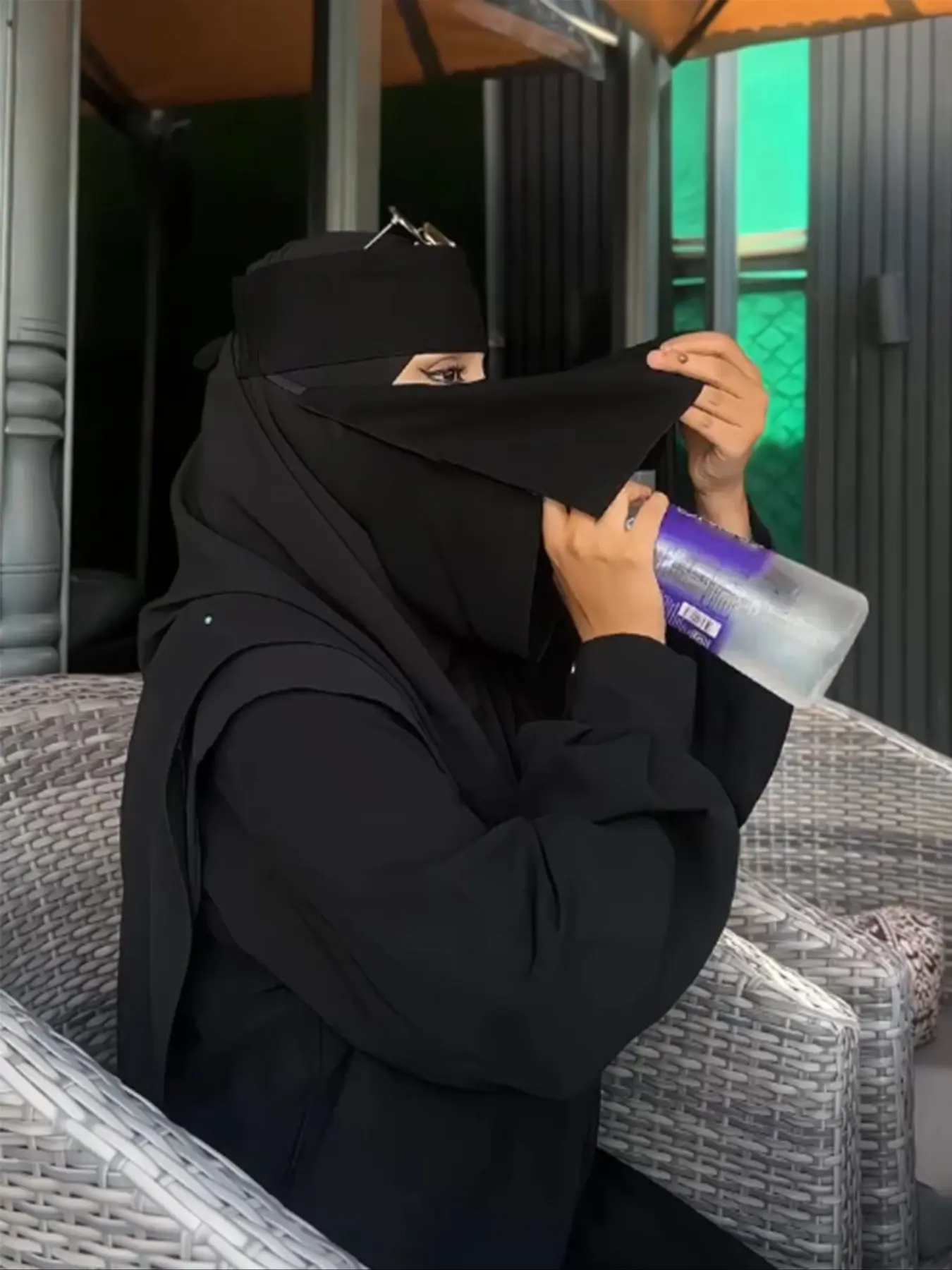 Women's Fashion Modesty Plain Color Dual Layer Veil Niqab, Comfortable Modal Headscarf, Multifunctional Muslim Sun Protection Scarf, Hijab, Clothing