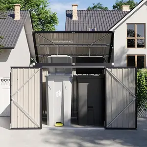 Aoxun 5.6' x 3.3' Waterproof Metal Storage Shed with Chain Lid, Outdoor Organizer for Trash Bins, Garden Tools & Toys, Perfect for Patio & Backyard