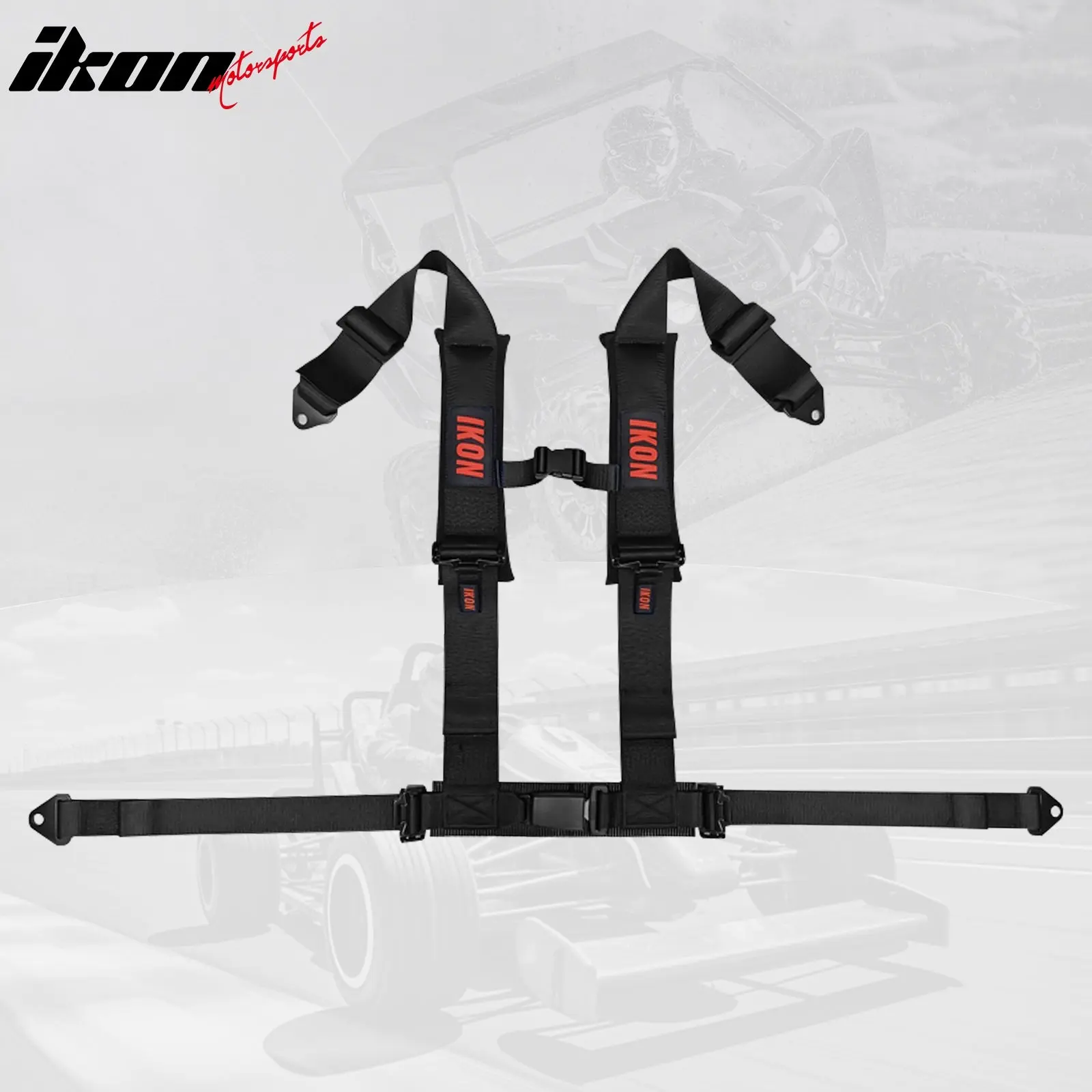 Universal 3" Wide 4 Point Buckle Racing Seat Belt Harness Nylon Black