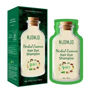 Natural Herbal Essence Bubble Hair Dye Shampoo, 3-in-1 Permanent Hair Color for 100% Grey Coverage, Ammonia-Free Plant Extract Formula, Long-Lasting Color Conditioner, 10 Sachets × 30ml (Dark Brown), Travel-Friendly, for Men & Women