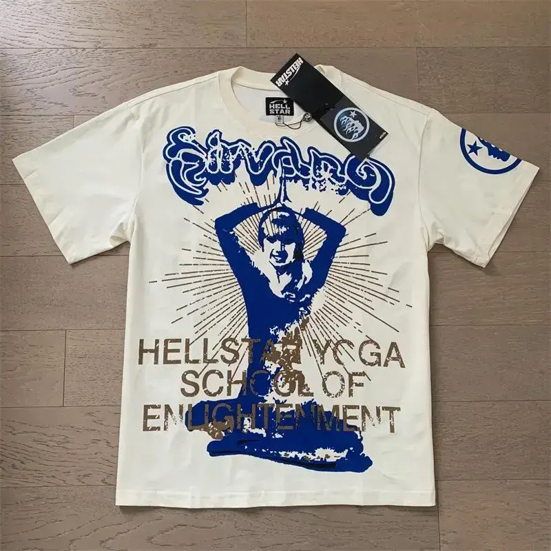 Hell Star Ins Same Vintage Printed Top Men's and Women's Casual Trend Cotton Washed Short Sleeve T-shirt Womenswear Tshirt Streetwear Summer Crewneck Oversize Hell Star Ins Same Vintage Printed Top Men's and Women's Casual Trend Cotton Washed Short Sleeve T-shirt Womenswear Tshirt Streetwear Summer Crewneck Oversize