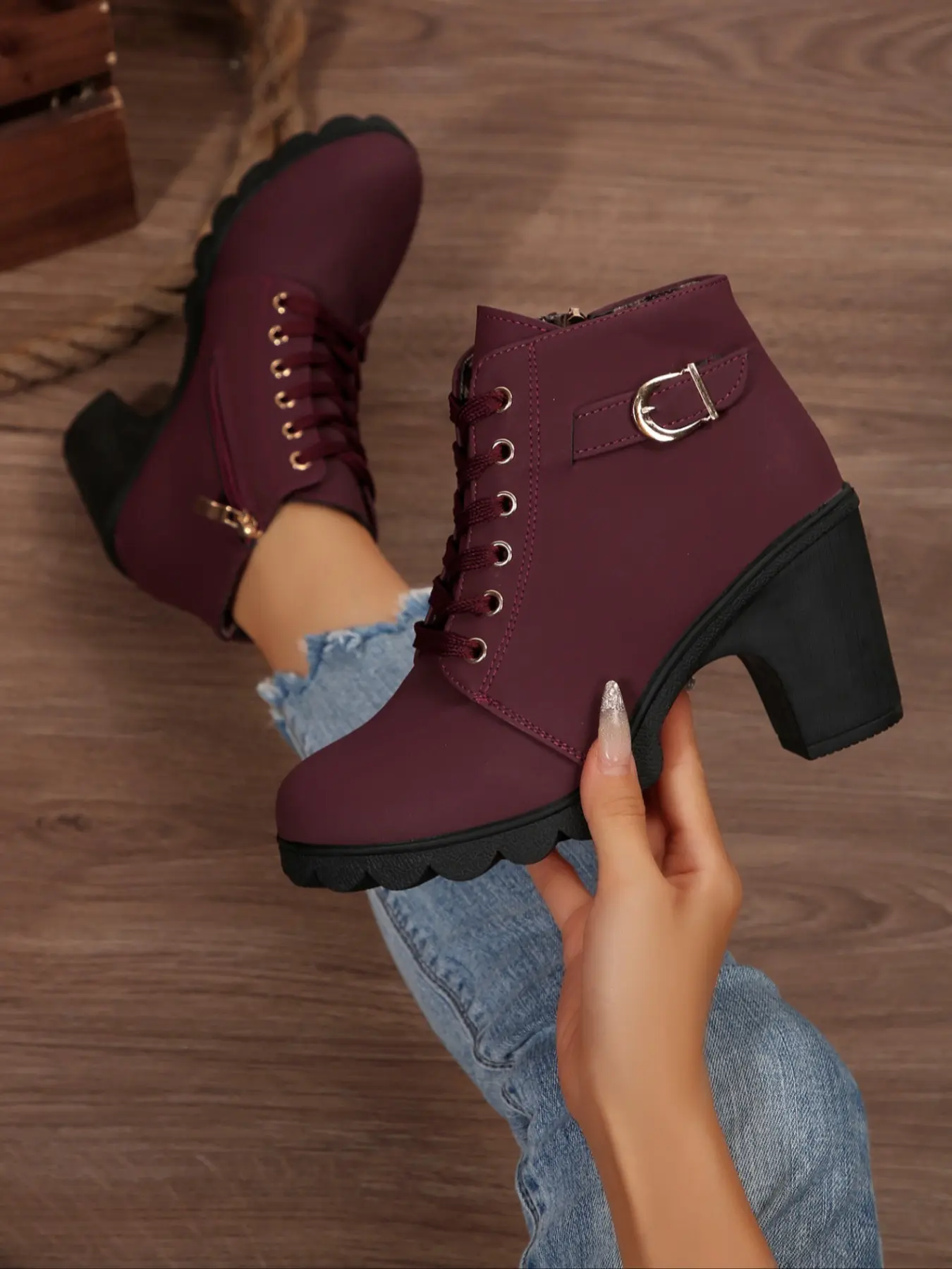 Women's Round Toe Platform Ankle Boots, Faux Fur Design, Fashion Short Casual Warm Boots for Outdoor and Commuting, All-Season Style, PU, Footwear