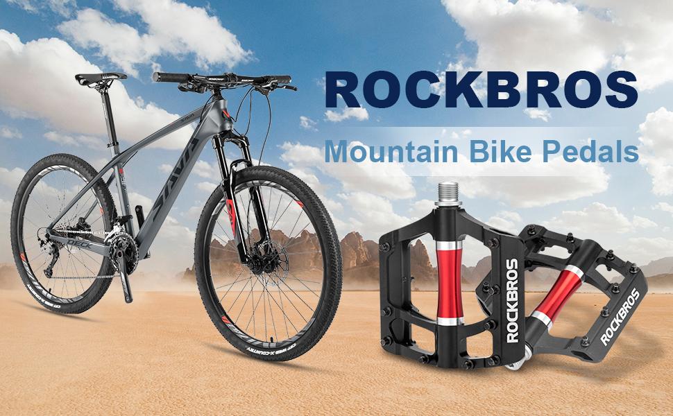 ROCKBROS MTB Pedals Platform Bike Pedal Aluminum 9/16" Bike Pedal Non-Slip Lightweight Flat Pedals for BMX Road Mountain Bikes