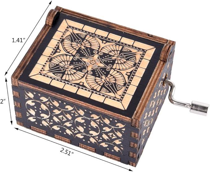 Hand-cranked Music Box You Are My Sunshine/Can't Help Falling in Love Wood Antique Engraved Musical Case for Loved Ones Gifts for Lover Boyfriend Girlfriend Husband Wife