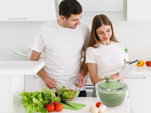 pukomc 5-in-1 Salad Spinner & Veggie Cutter w/Stainless Steel Blades – Washer & Prep Tool - Ultimate Kitchen Utensils Set for Fruits & Vegetables pukomc 5-in-1 Salad Spinner & Veggie Cutter w/Stainless Steel Blades – Washer & Prep Tool - Ultimate Kitchen Utensils Set for Fruits & Vegetables