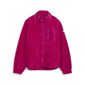 PUMA Womens Polar Fleece Button Down Jacket Athletic Outerwear Casual - Pink