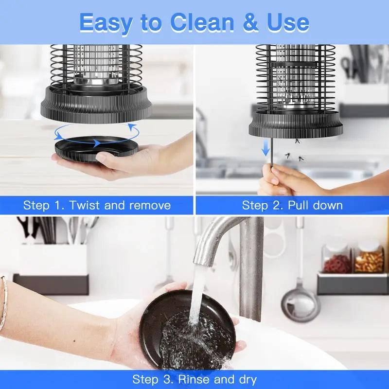 Electronic Mosquito Killer,4500V Ultraviolet Bug Zapper,Straight-in Mosquito Collector, Hanging Rings At The Top, Detachable Cleaning At The Bottom,Safe for Kids/Pets,Perfect for Indoor&Outdoor Use