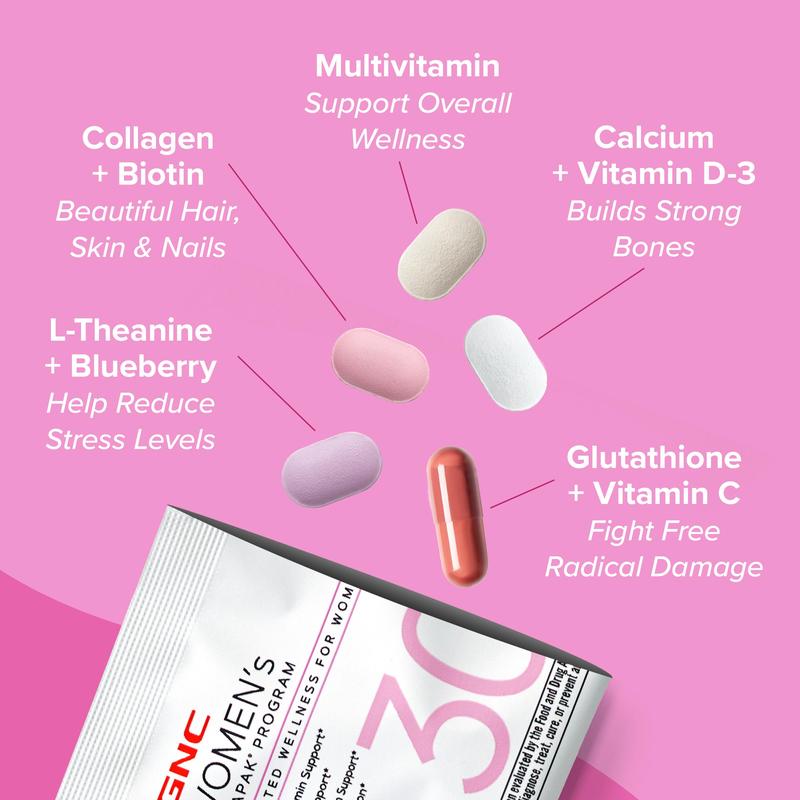 GNC 3-Pack Bundle: Women's 30+ Vitapak, 90 day supply, Multivitamin for Daily, Stress & Bone Support, Skin Protection, Edible Supplements, Jumpstart