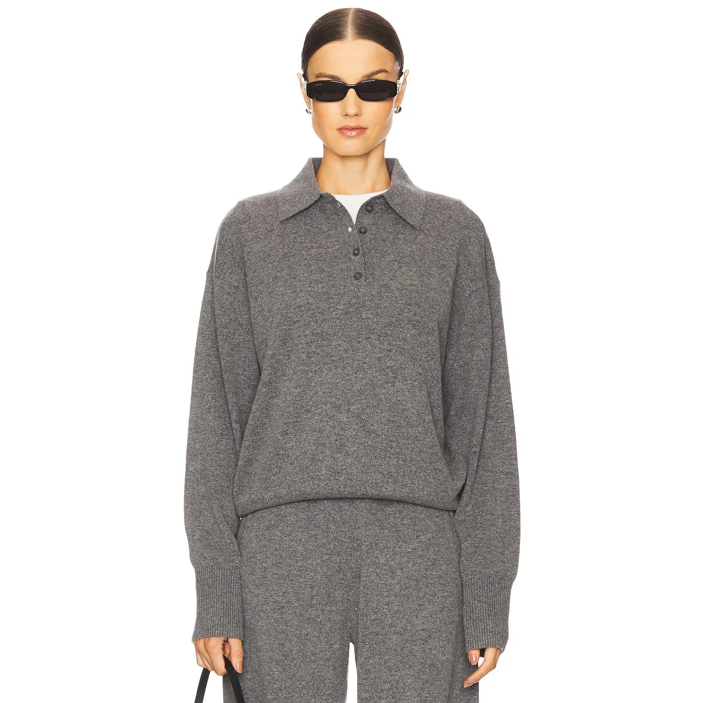 EAVES Hansen Wool Cashmere Sweater in Dark Heather Grey