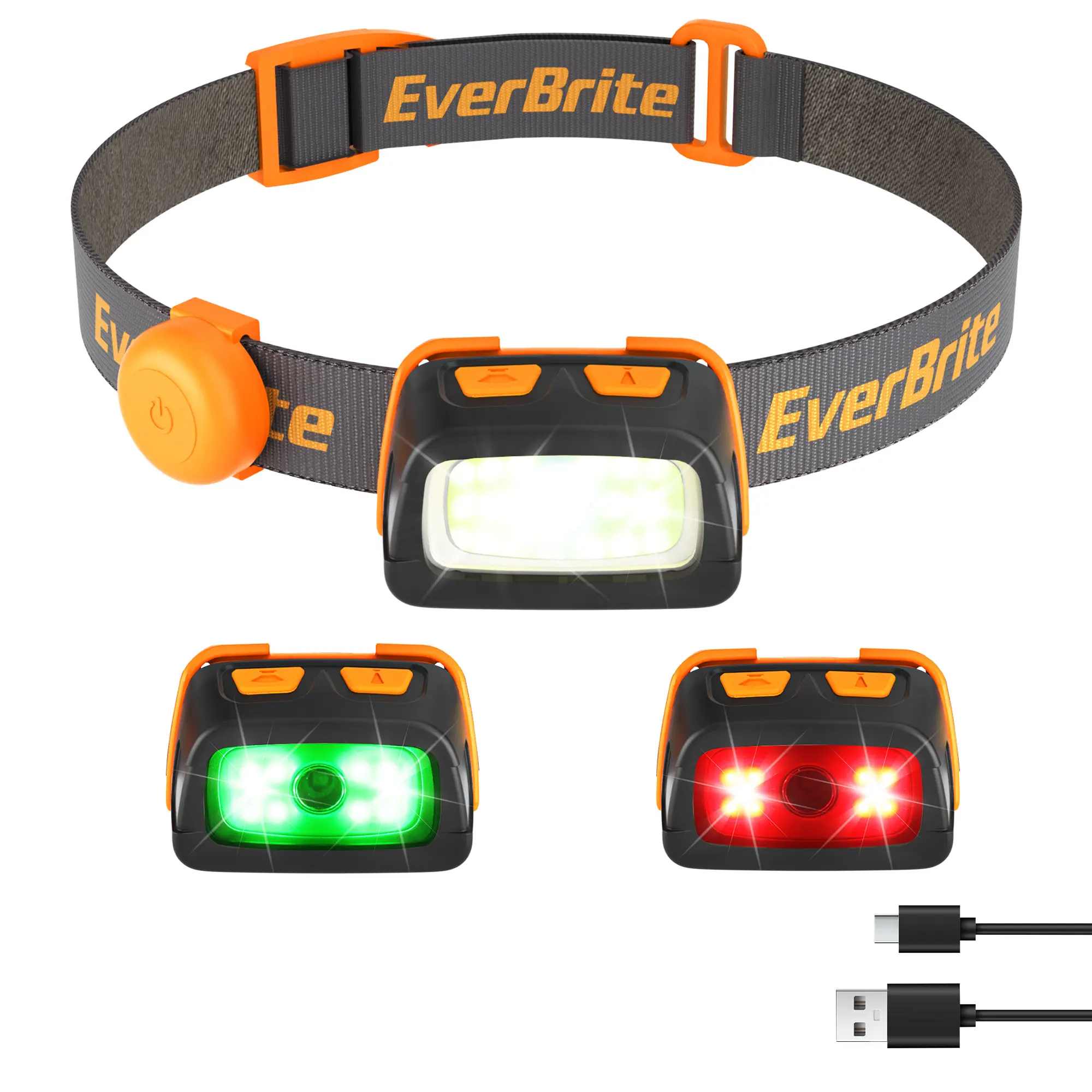 #backtoschool EverBrite Rechargeable Headlamp, 350 Lumens Headlamp with Red Light and Memory Function, 7 Modes Running Headlamp, Bright Headlamps for Camping, Fishing, Hunting, Night Vision