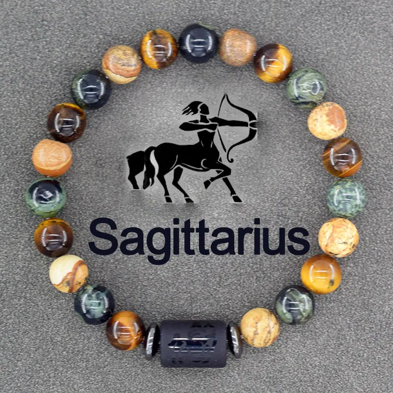 12 Zodiac Signs Bracelet for Men & Women, Natural Stone Beaded Astrology Bracelet, Constellation Horoscope Stretch Jewelry Birthday Gift