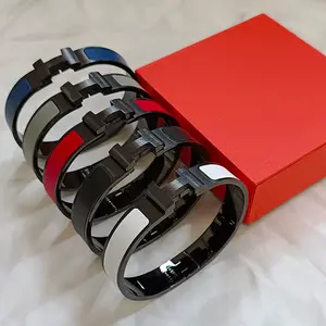 Silver Bangle with Black Bracelet for Gift, Clasp with Simple Design, Elegant Bracelet for wearing