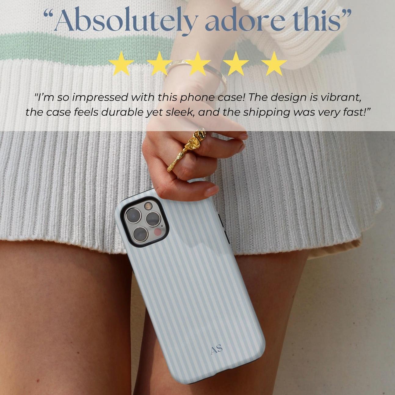 Personalized Blue Phone Case Custom Monogram Phone Case Aesthetic Striped Phone Case Summer Coastal Phone Case Preppy Phonecase Blue Beachy