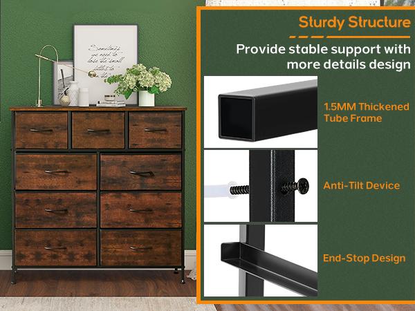 [Summer Deal] 9-Drawer Dresser, Storage Unit Organizer Chest for Clothes, Tall Dresser & Chest for Bedroom, Hallway, Living Room, Wood Top Cabinets Organizing