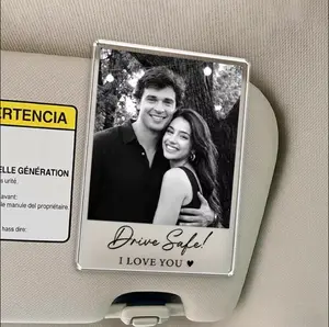 Personalized Couple Photo Car Visor Clip, Valentines Gift for Him, Gifts for Boyfriend, Drive Safe Gift For