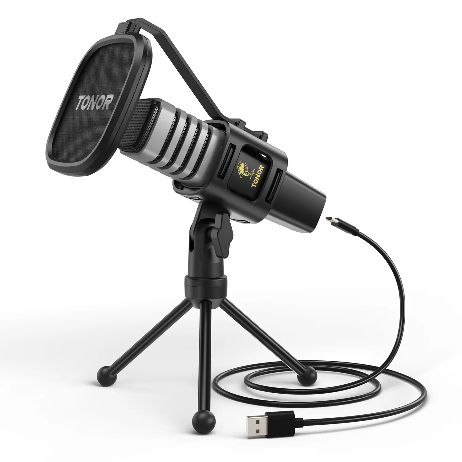 TONOR TC30&TC777 Pro Cardioid Condenser RGB Recording Mic Kit - Wired USB Type-C Mic with Plug, Adjustable Shock Mount, USB-A Cable, Pop Filter, Foldable Tripod, Noise Reduction, High-Quality Audios for PC, Laptop, Windows, PS4, Linux Streaming