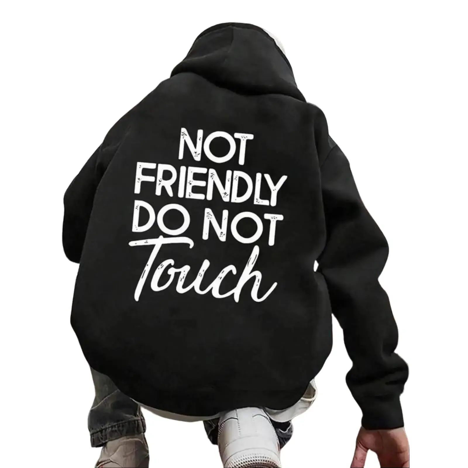 Women's Classic Layer Hoodies - "Not Friendly Do Not Touch" Print, Casual Loose Comfy Hooded Pullover Sweatshirts, Fall Outfits Streetwear Top