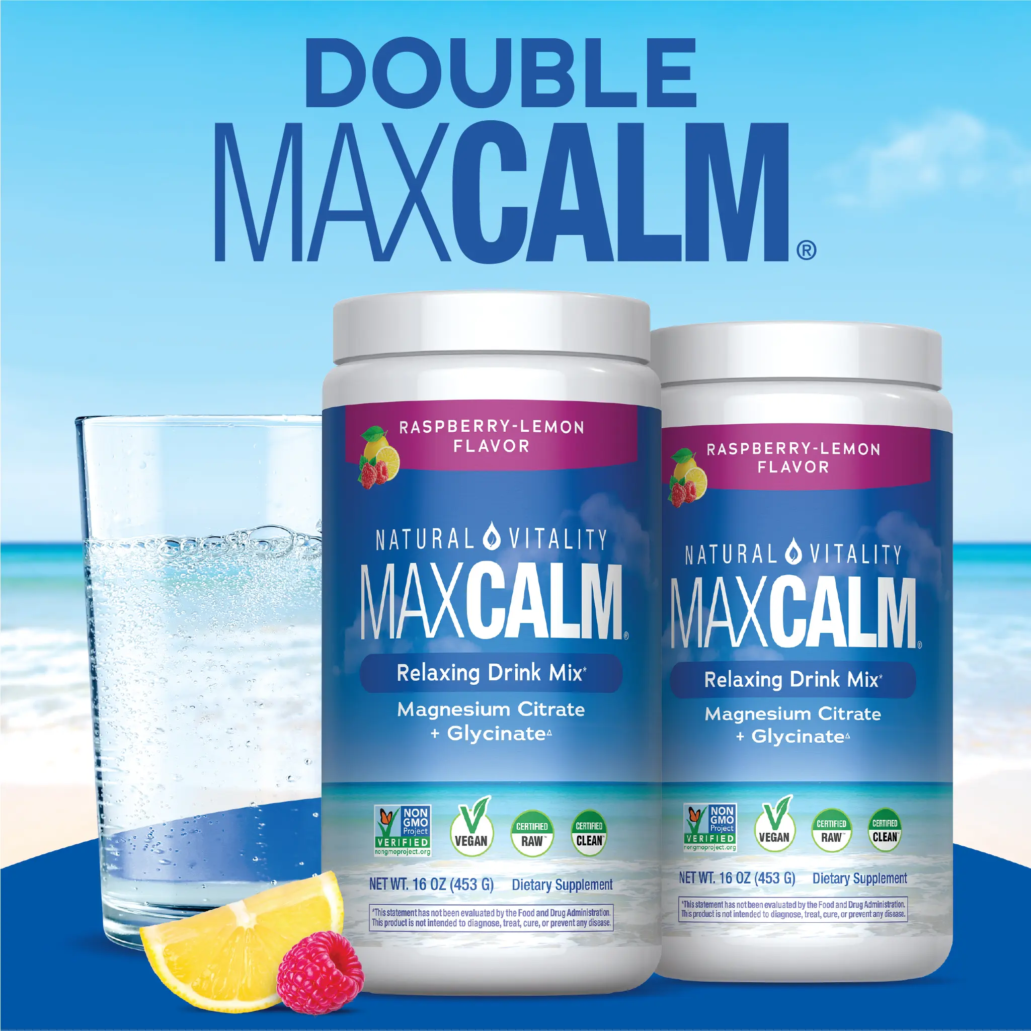 Double MaxCalm - 2 Pack MaxCalm Relaxing Drink Mix Bundle - Anti Stress Drink Mix - With Ionic Magnesium Citrate + Glycinate - Raspberry Lemon Flavor Double MaxCalm - 2 Pack MaxCalm Relaxing Drink Mix Bundle - Anti Stress Drink Mix - With Ionic Magnesium Citrate + Glycinate - Raspberry Lemon Flavor