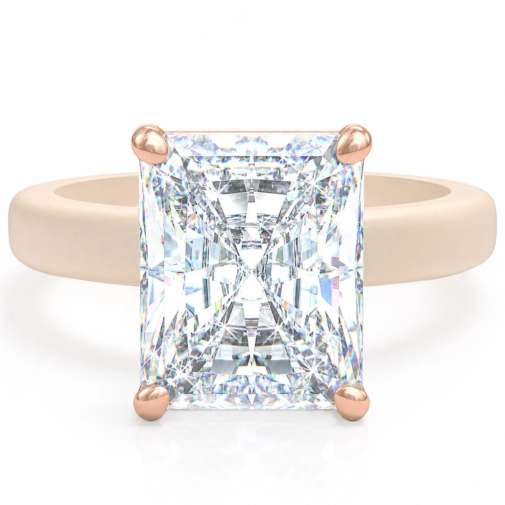 Rinfit Thin Silicone Jewelry Ring - 10×8 mm Emerald CZ Cubic Zirconia, Patented Design, GlowStone Collection, Elegant Everyday, True-to-Size