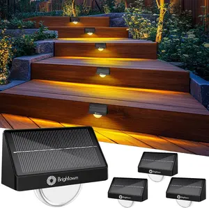 Brightown Solar Step Lights for Outside 4 Pack Waterproof IP68 8 Colors 3 Modes Durable Outdoor Lighting for Garden Stair Front Porch Deck Sidewalk Patio