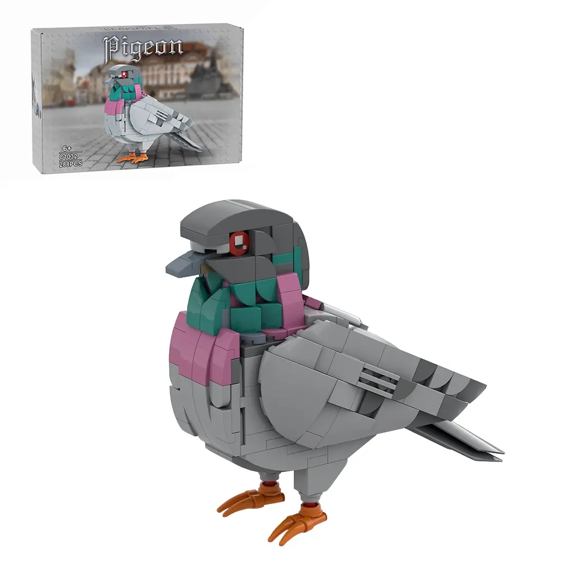 EngineDIY Feral Pigeon Bird Building Blocks Set, 255PCS Animal Bricks Display Model, Bird-Themed STEM Construction Toy for Kids & Adults
