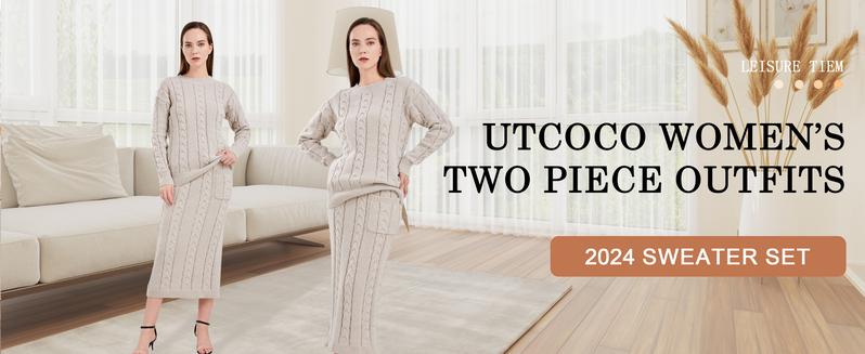 Cozy Winter Win! UTCoco Women’s Black Cable Knit Sweater & Skirt Set – 2-Piece Perfection