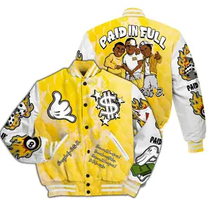 Varsity Jacket To Match Low Yellow Python 11s Everybody Paid In Full Graphic All Over Print High Grade Polyester Custom Baseball Jacket
