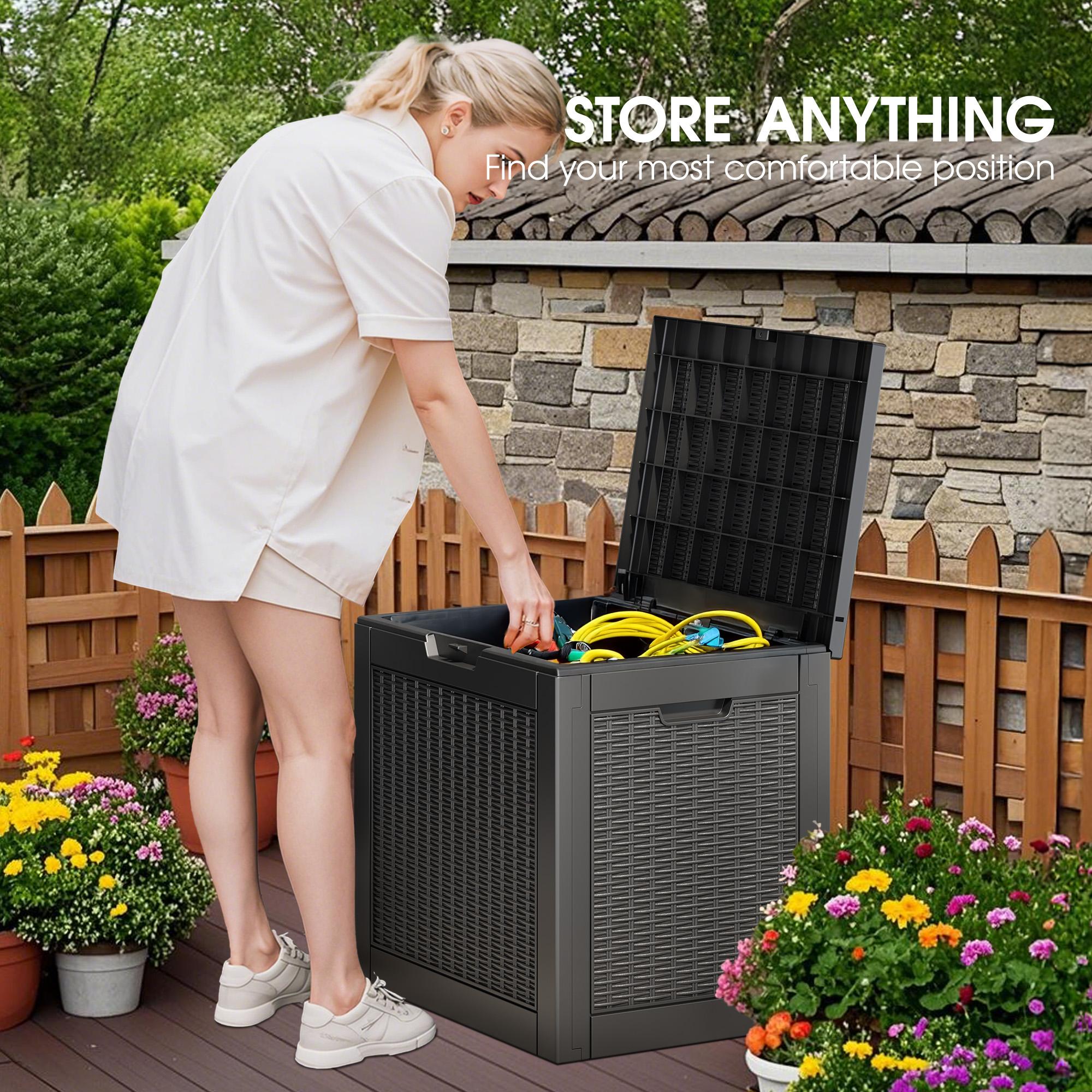 Outdoor Storage Organizer Waterproof UV-Resistant Lockable Lid Say Goodbye to Backyard Clutter Forever