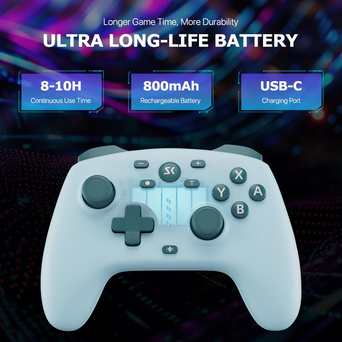 Wireless Gaming Controller for PC, Switch/Switch 2, iOS, Android, With 2.4G Adapter, Hall Effect Stick & Trigger, Back Paddles, Turbo Mode, No Stick Drift, Lake Blue AG46
