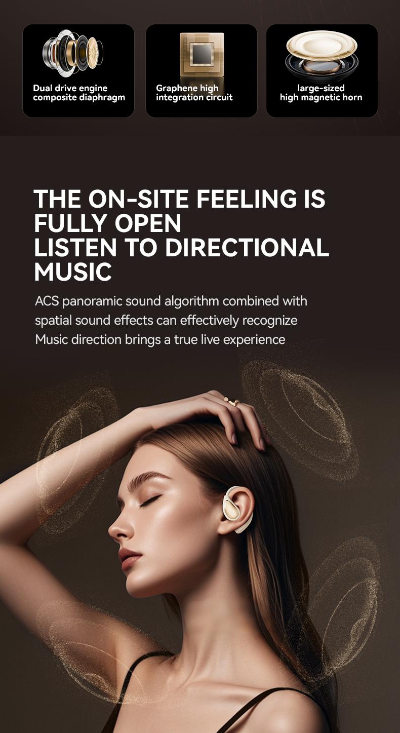 Acer OHR515 Wireless Earbuds,Open-ear Design Wireless Earphone, LongBattery Life Earbuds for Sports, Touch ControlEarbuds,Audio Headset Electronic ear headphone Digital Bluetooth openearearbuds Loudspeaker Black wireless headphones wired earphones