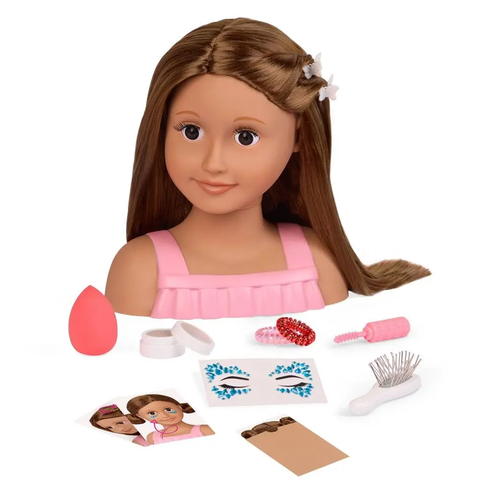 Our Generation Talia Fab & Fun Styling Head Doll w/ Accessories Long Brown Hair