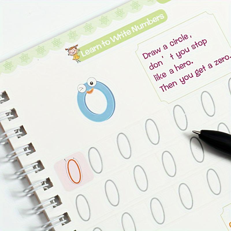 【FaddishDeal】Pen calligraphy copybooks, Set with Pen, Reusable with Groove, Tracking Alphanumeric, school supplies educational learning tools Thick Paper Magic Ink.