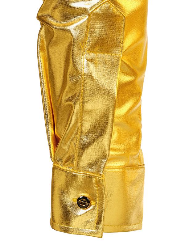 ZEROYAA Men's Shiny Metallic Sequin Long Sleeve Button Down Shirts for Cosplay Halloween Party