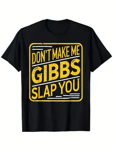 Cotton MenS Funny Gibbs Slap Warning TShirt Black with Yellow Gibbs Design Soft Breathable Casual Round Neck Short Sleeve Shirt for NCIS Fans Pop 180g