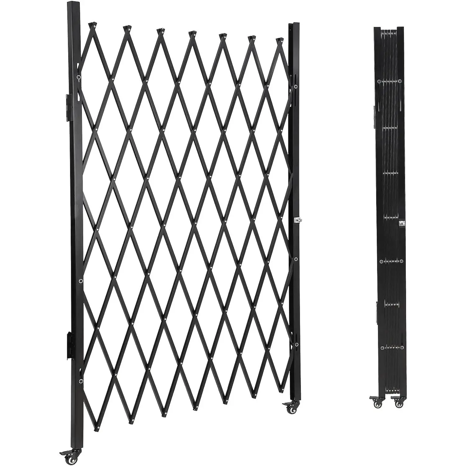 GAOMON Folding Security Gate - 85" H x 95" W Steel Frame Expandable Fence with Expandable Size, 360-Degree Casters, Simple Lock, Easy Installation, Residential Use for Courtyards, Indoor/Outdoor Access Control