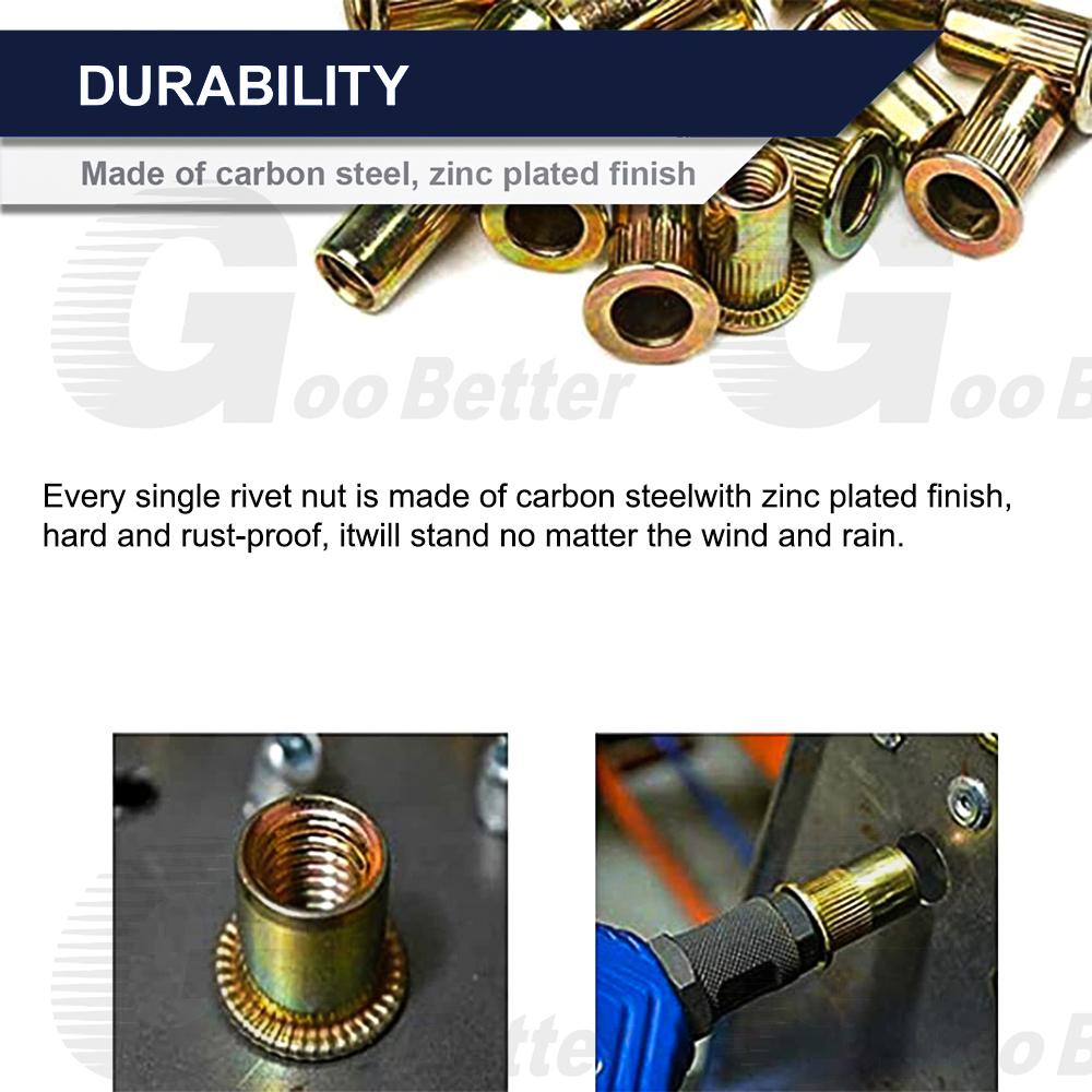 Rivet Nut Tool Kit, 16-Inch Rivnut Tool with 15 Metric & SAE Mandrels and Rivet Nut Gun, 200pcs Rivnut Tool Kit Assortment, Nutsert Tool Kit with Carrying Case Rivet Nut Tool Kit, 16-Inch Rivnut Tool with 15 Metric & SAE Mandrels and Rivet Nut Gun, 200pcs Rivnut Tool Kit Assortment, Nutsert Tool Kit with Carrying Case