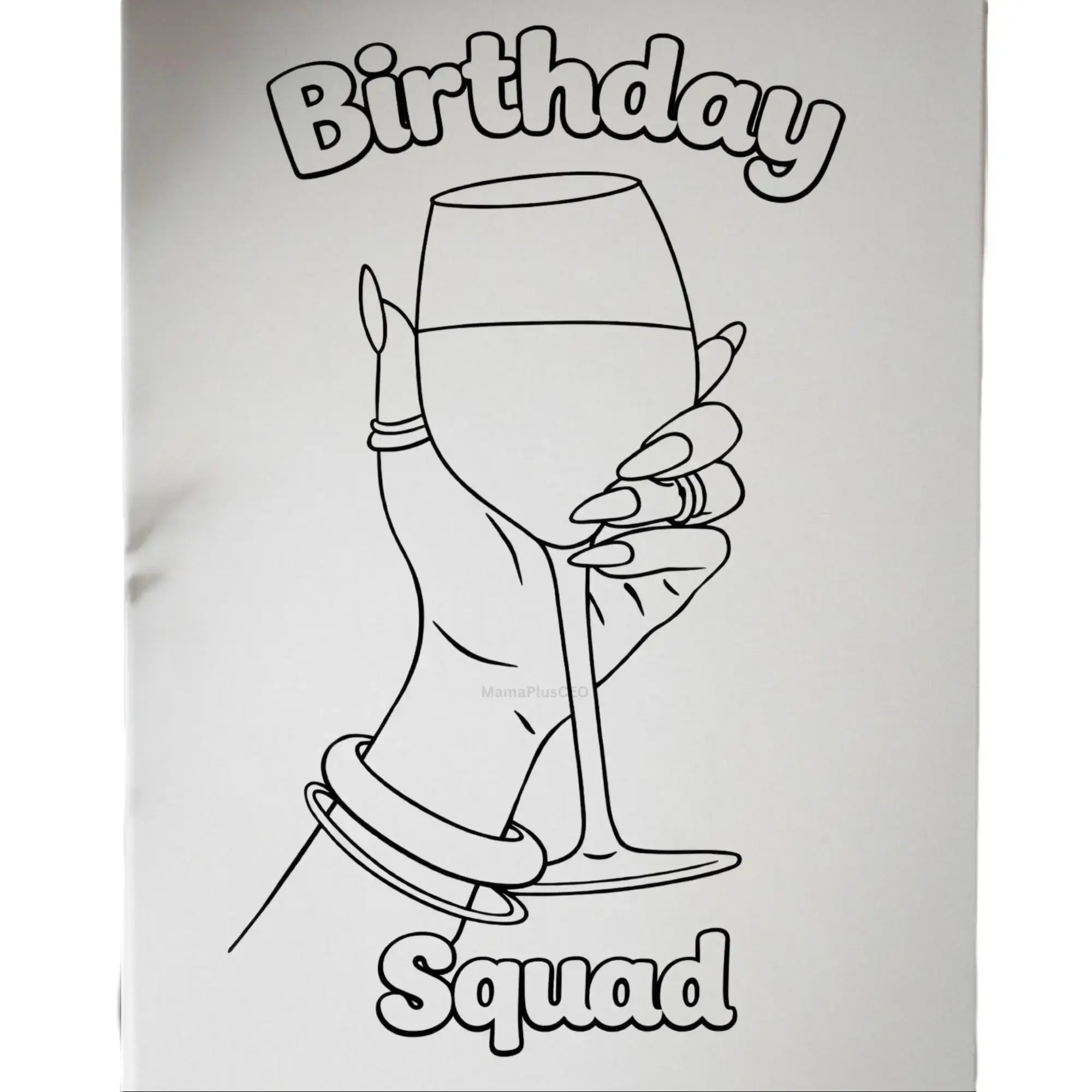 DTF Transfer Outline - Press & Paint Outline, Color your own DTF Print - Birthday Squad -Coloring Activity - Sip and Paint  Party