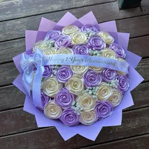 Eternal Rose Bouquet with Baby Breaths Custom Message