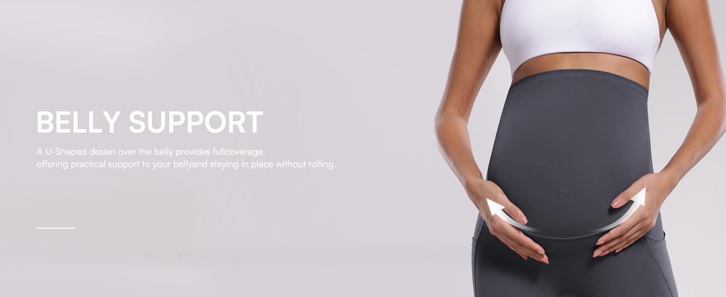 POSHDIVAH Women's Maternity Flare Leggings Over The Belly Pregnancy Workout Active Yoga Lounge Bootcut Pants with Pockets maternity bottom