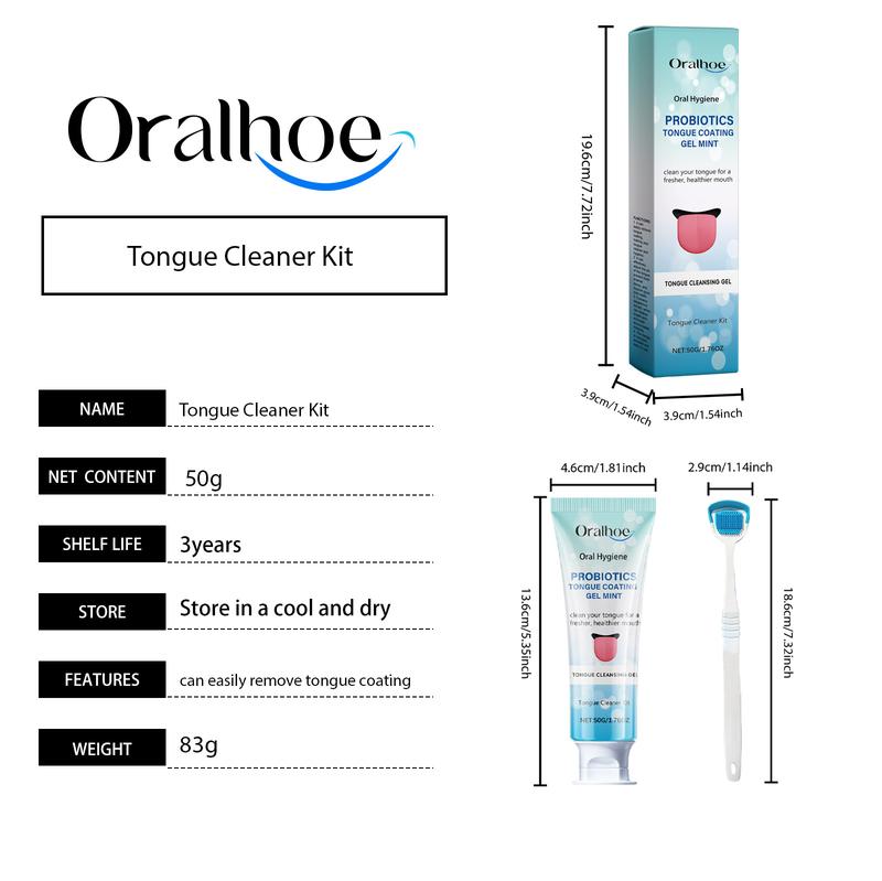 Tongue coating cleaning set: Gently cleans food residues on the tongue surface and provides oral care  Cleansing coconut mint teeth brush