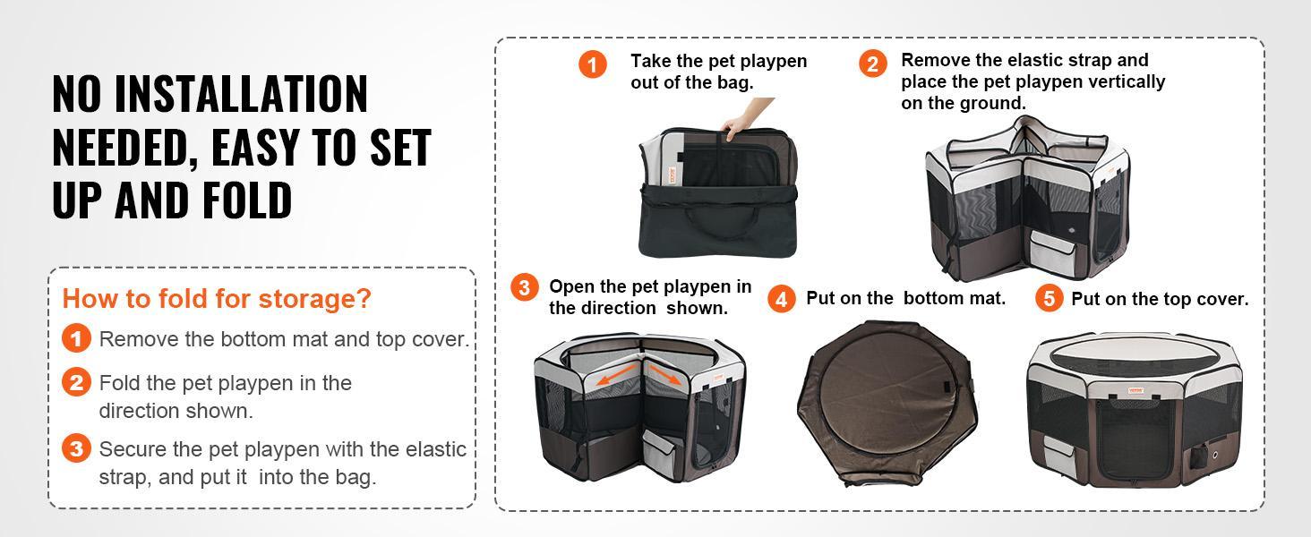VEVOR Foldable Pet Playpen, TikTokShopBlackFriday, 46 inch Portable Dog Playpen, Crate Kennel for Puppy, Dog, Cat, Premium Waterproof 600D Oxford Cloth, Removable Zipper, for Indoor Outdoor Travel Camping Use VEVOR Foldable Pet Playpen, TikTokShopBlackFriday, 46 inch Portable Dog Playpen, Crate Kennel for Puppy, Dog, Cat, Premium Waterproof 600D Oxford Cloth, Removable Zipper, for Indoor Outdoor Travel Camping Use