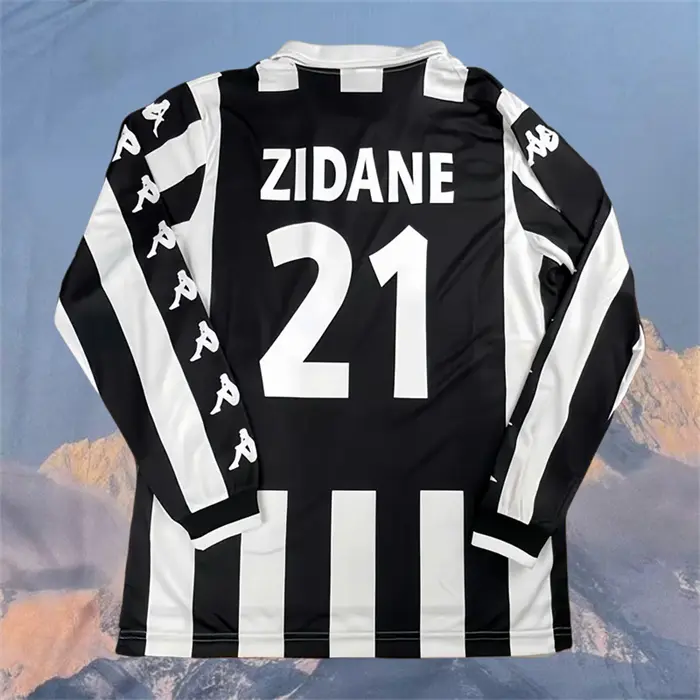 99 00 Juventus 21 Zidane Long sleeve Vintage Soccer Jerseys Fans Version