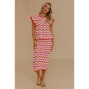 Getaway Chic High Waist Pointelle Knit Midi Skirt