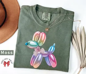 Comfort Colors Balloon Dog T-Shirt, Coquette Preppy Streetwear