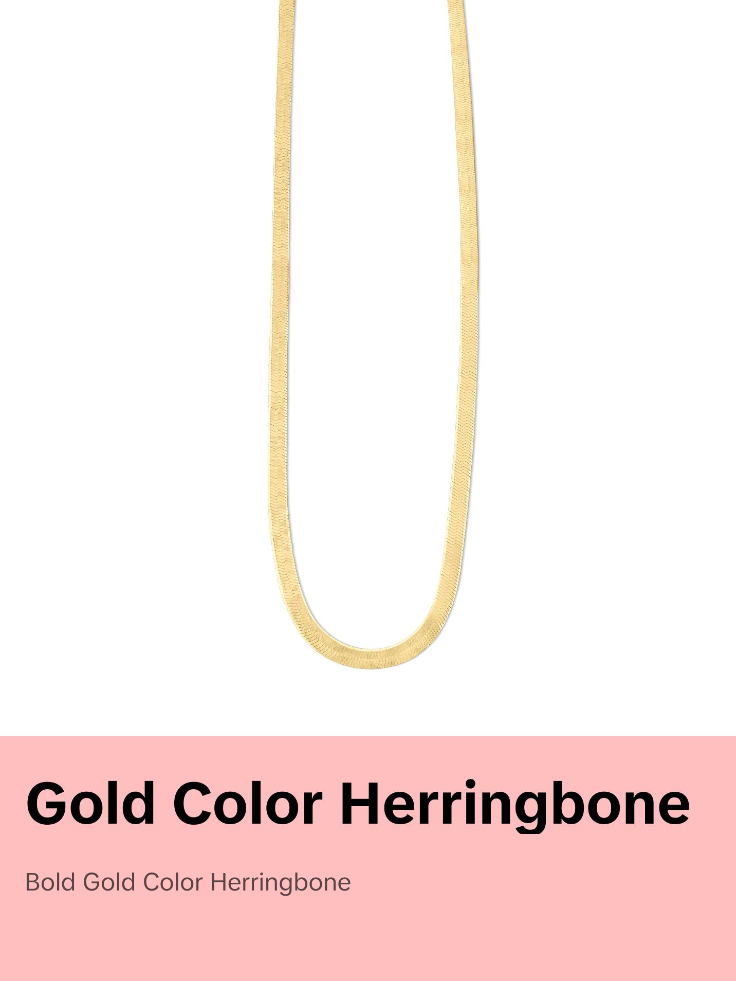 Bold Herringbone Necklace | Gold Vermeil