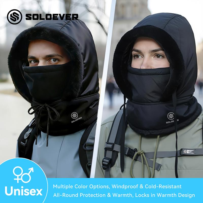 SOLOEVER 3-in-1 Thermal Hat Plush Balaclava Windproof Waterproof Adjustable Fit for Men Women Unisex Design Ideal for Outdoor Activities Ideal Gifts for Christmas outdoor winter warm hat cold